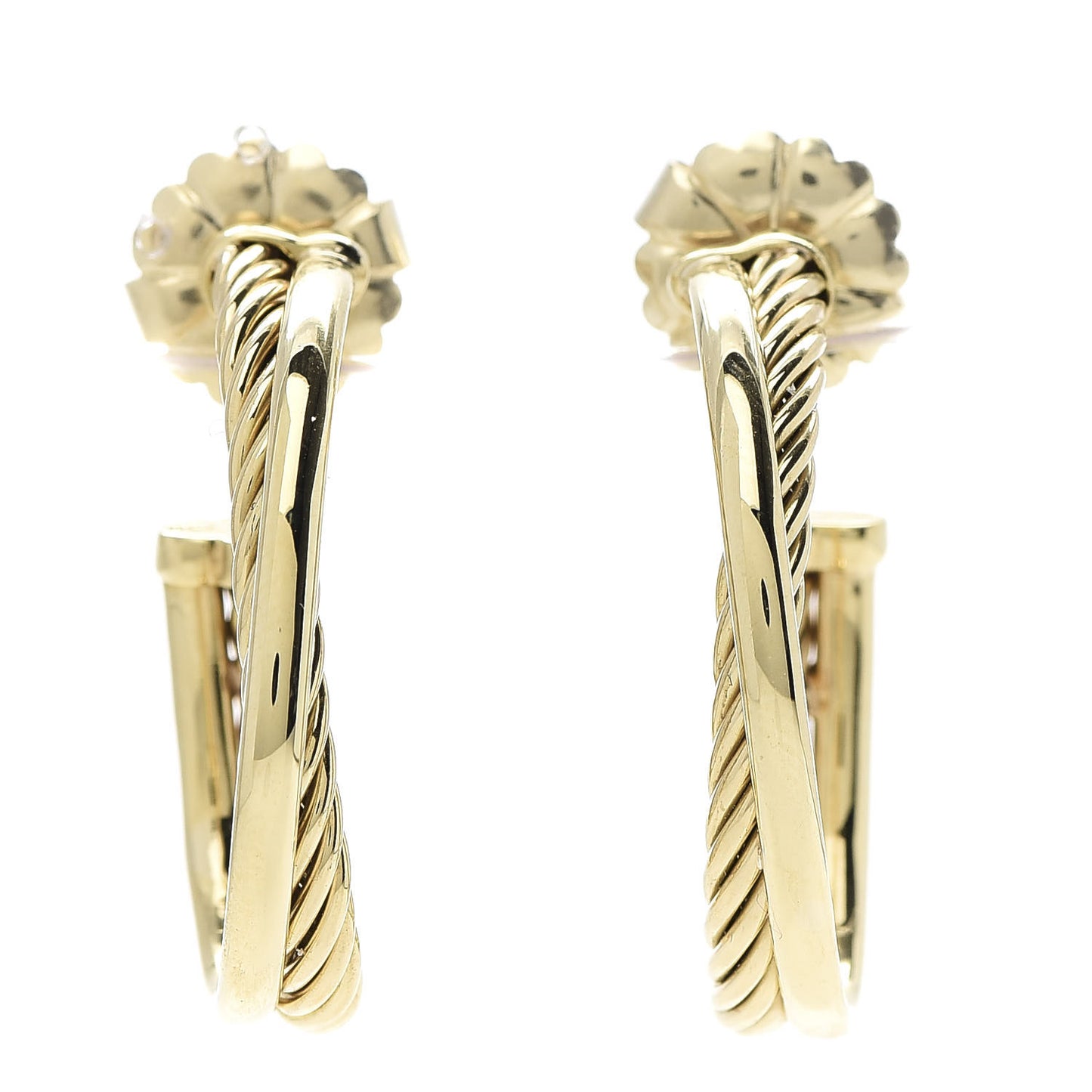 18K Yellow Gold 28mm Cable Crossover Hoop Earrings