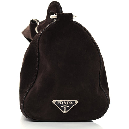 Prada Suede Shoulder Bag Dark Brown 7 of 11