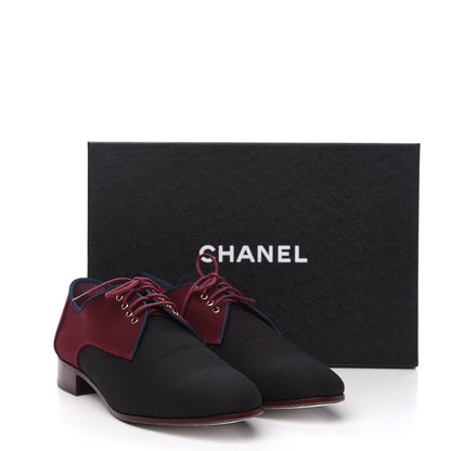 Chanel Fabric Lace Up CC Oxfords 39.5 Burgundy Black 8 of 8