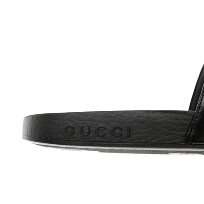 Gucci Nappa Miro Soft Calfskin Womens Interlocking G Slide Sandals 36 Black White 6 of 8