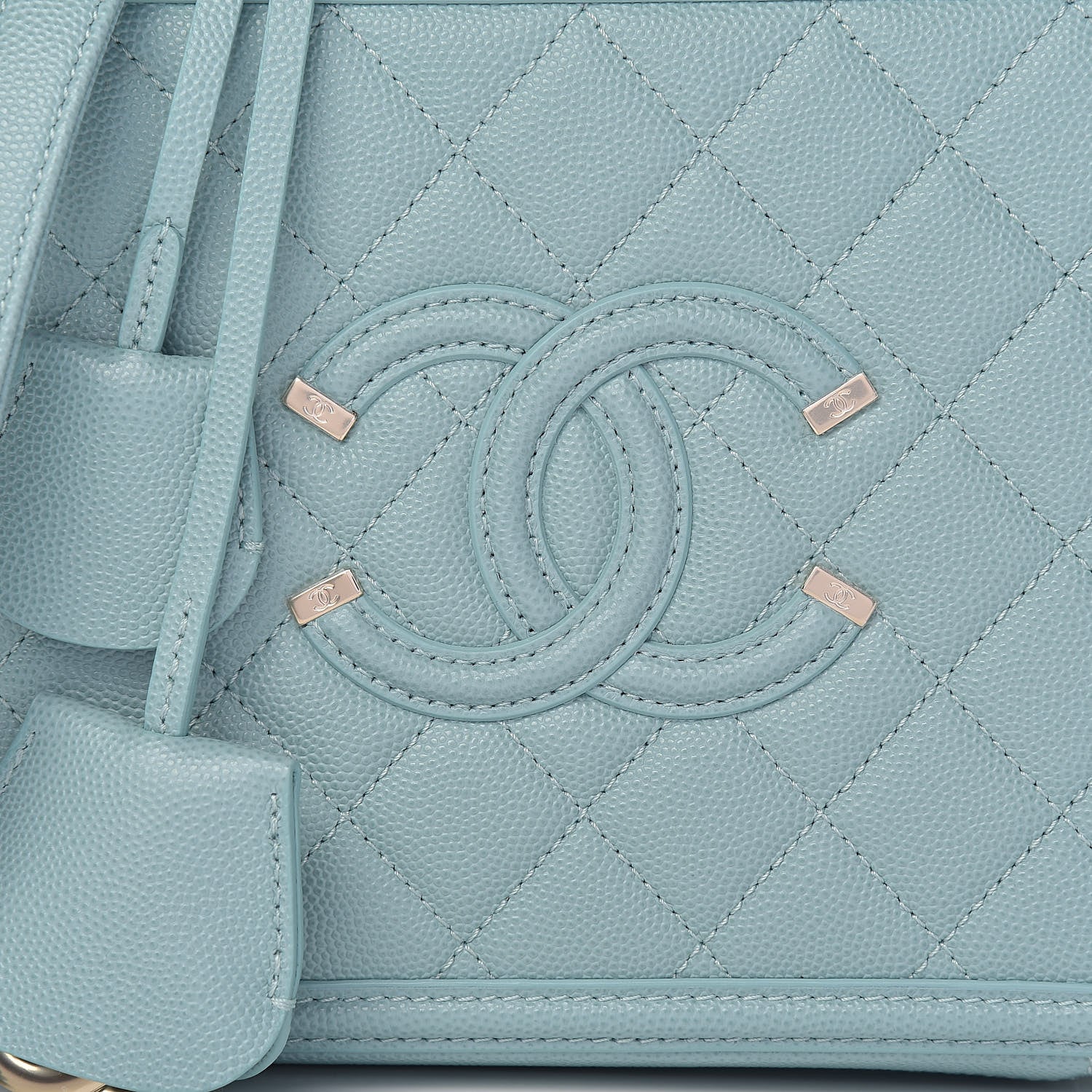 Chanel Caviar Quilted Medium CC Filigree Vanity Case Light Blue 10 of 10