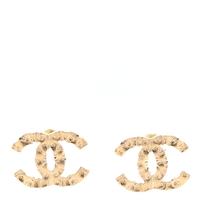 Chanel Metal Textured CC Earrings Gold 1 of 4