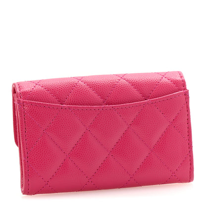 Chanel Caviar Quilted Flap Card Holder Wallet Dark Pink 3 of 9