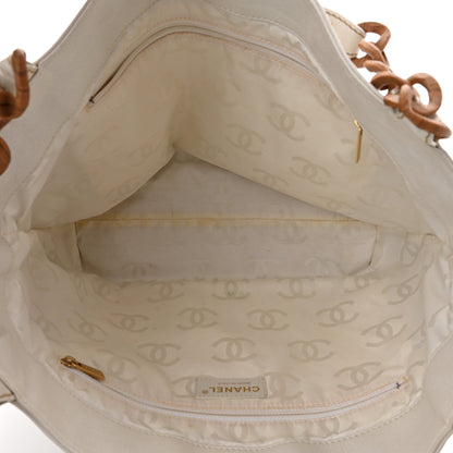 Chanel Calfskin Wood Chain Tote White 5 of 14