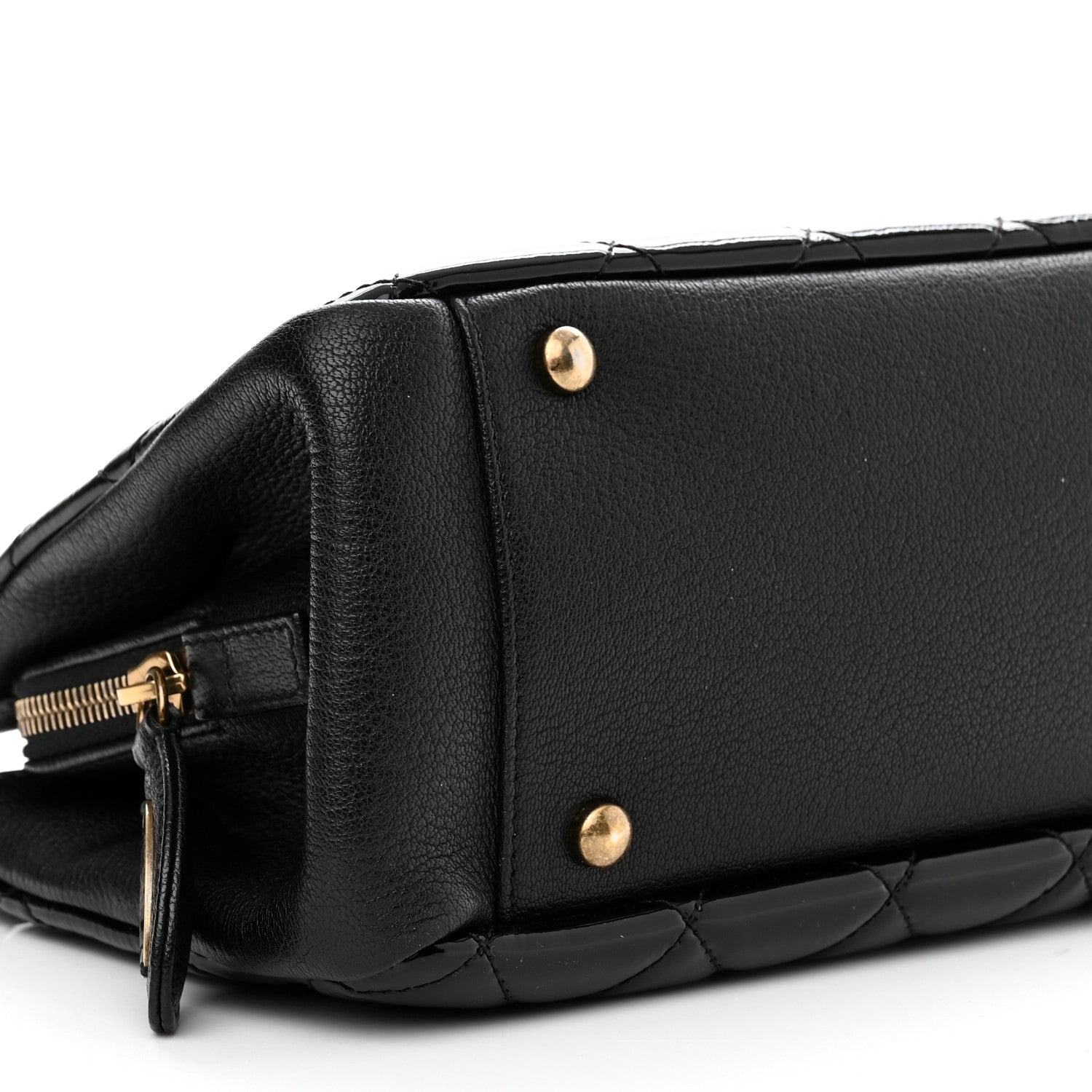 Chanel Patent Goatskin Quilted Small CC Eyelet Tote Black 8 of 9