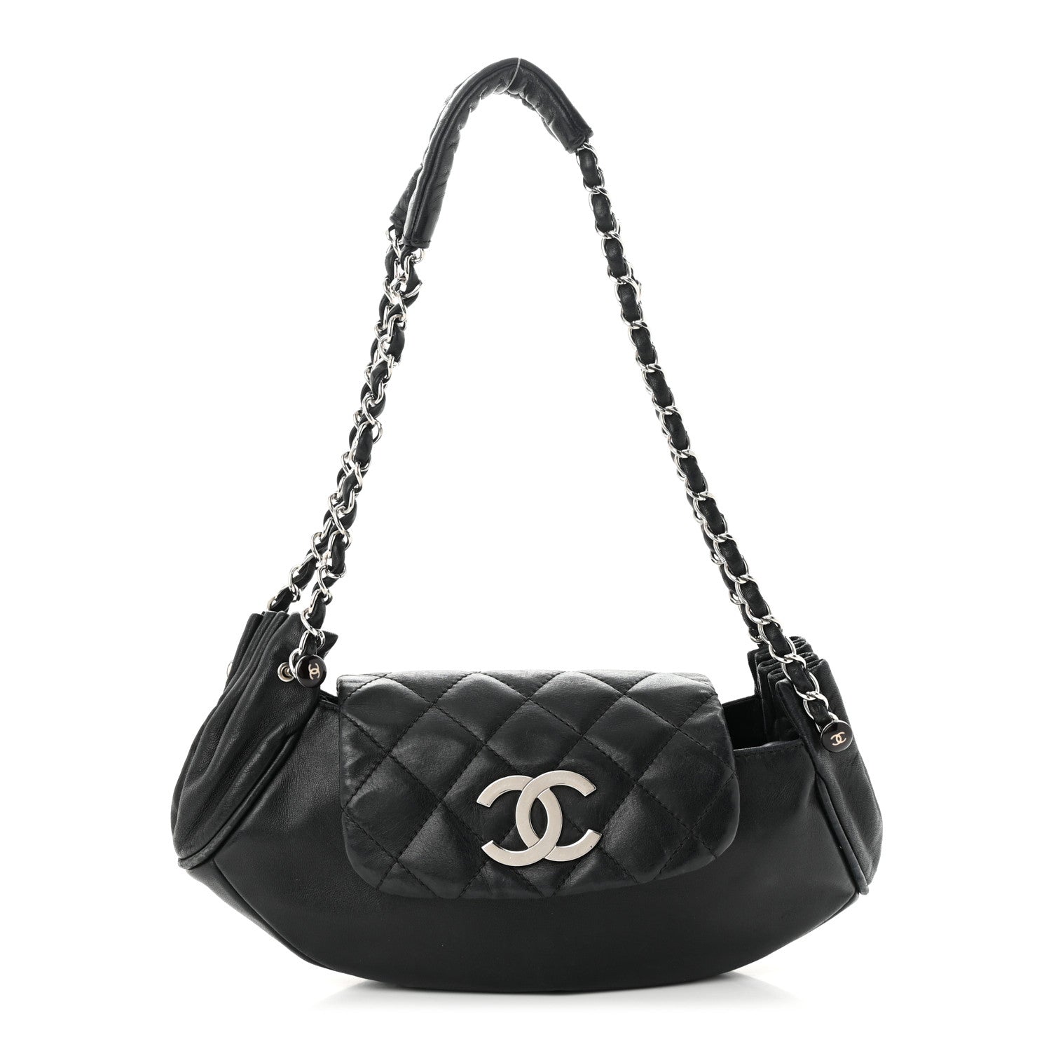 Chanel Lambskin Quilted CC Accordion Shoulder Bag Black 1 of 12