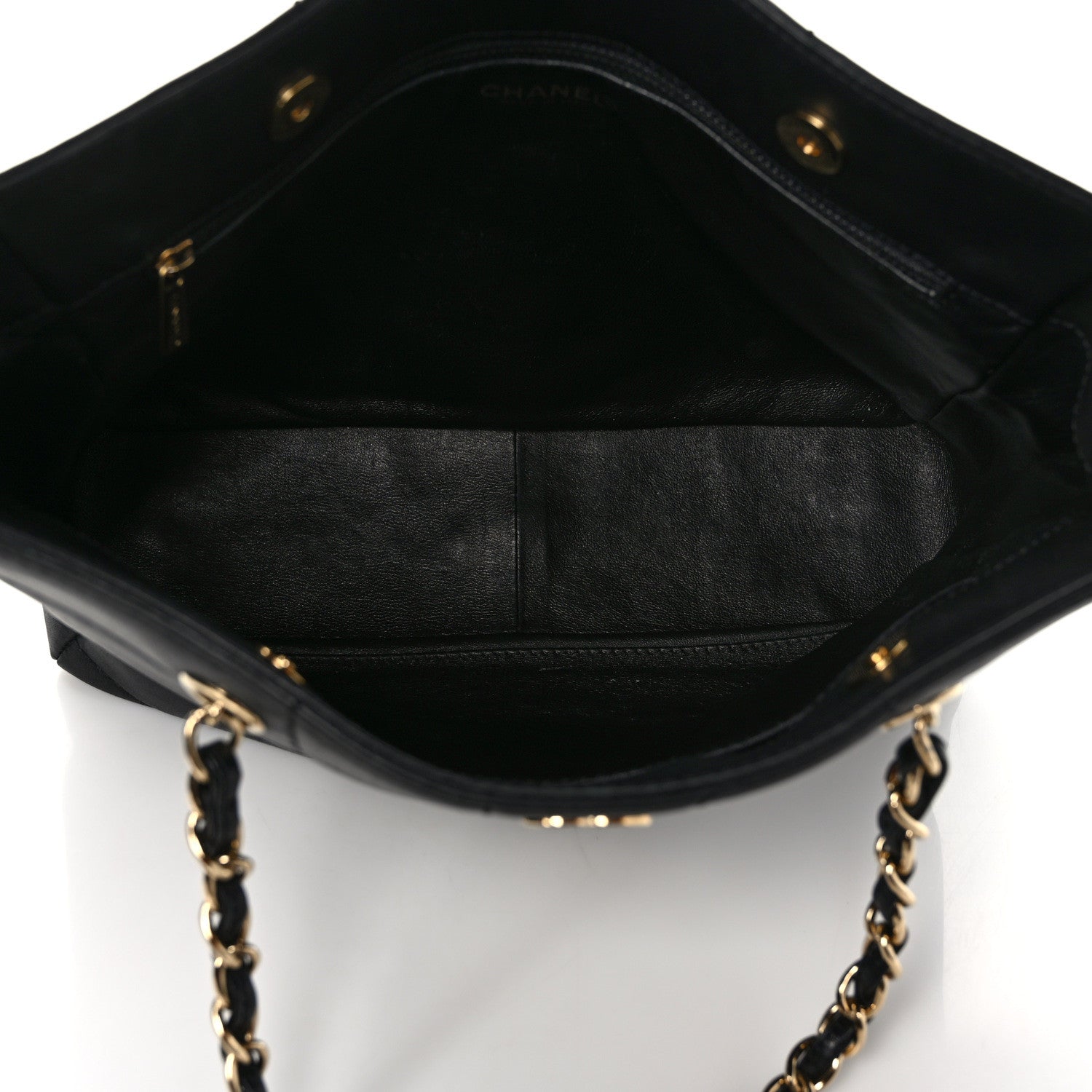 Chanel Calfskin Stitched Chocolate Bar Shopping Tote Black 5 of 12