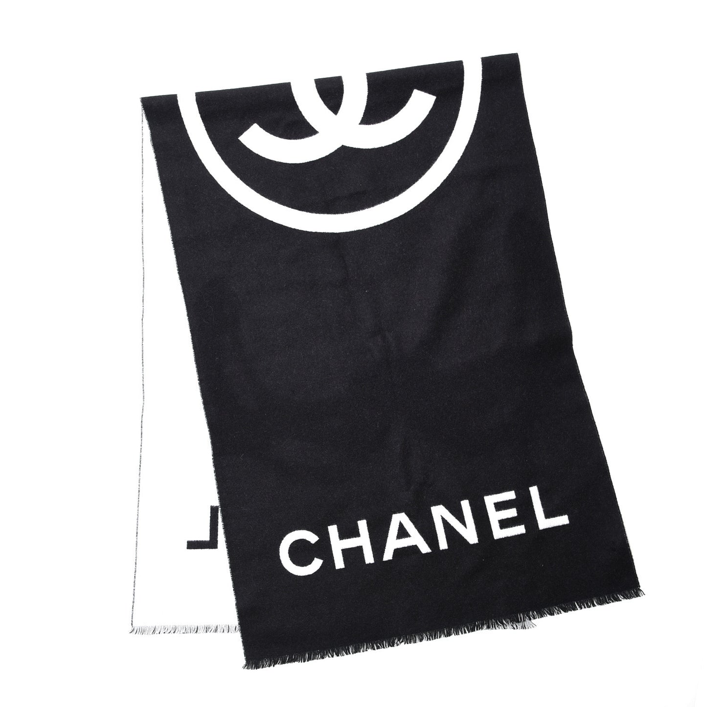 Cashmere CC Scarf Black White