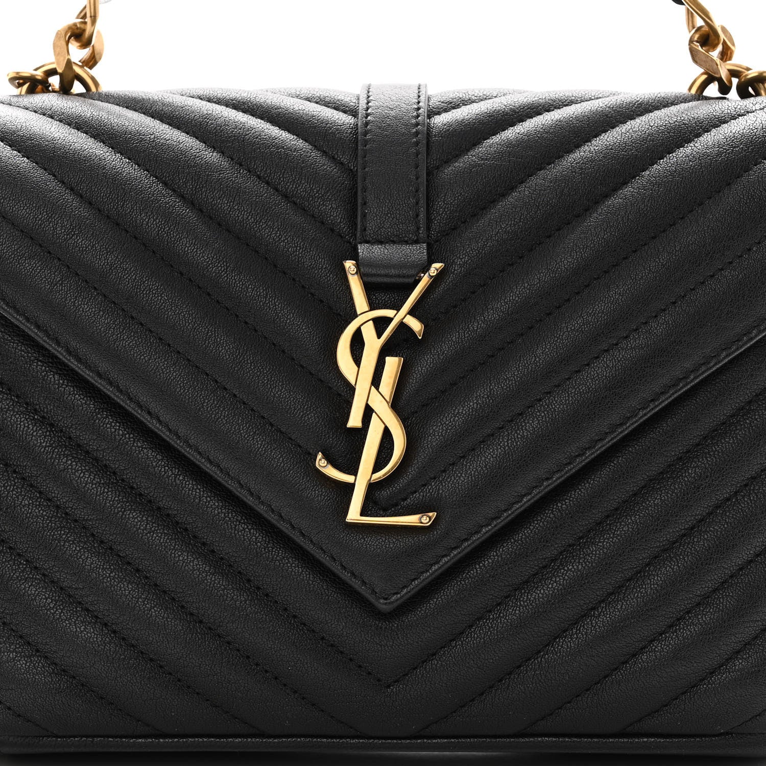 Saint Laurent Sheepskin Matelasse Chevron Monogram Medium College Bag Black 8 of 10