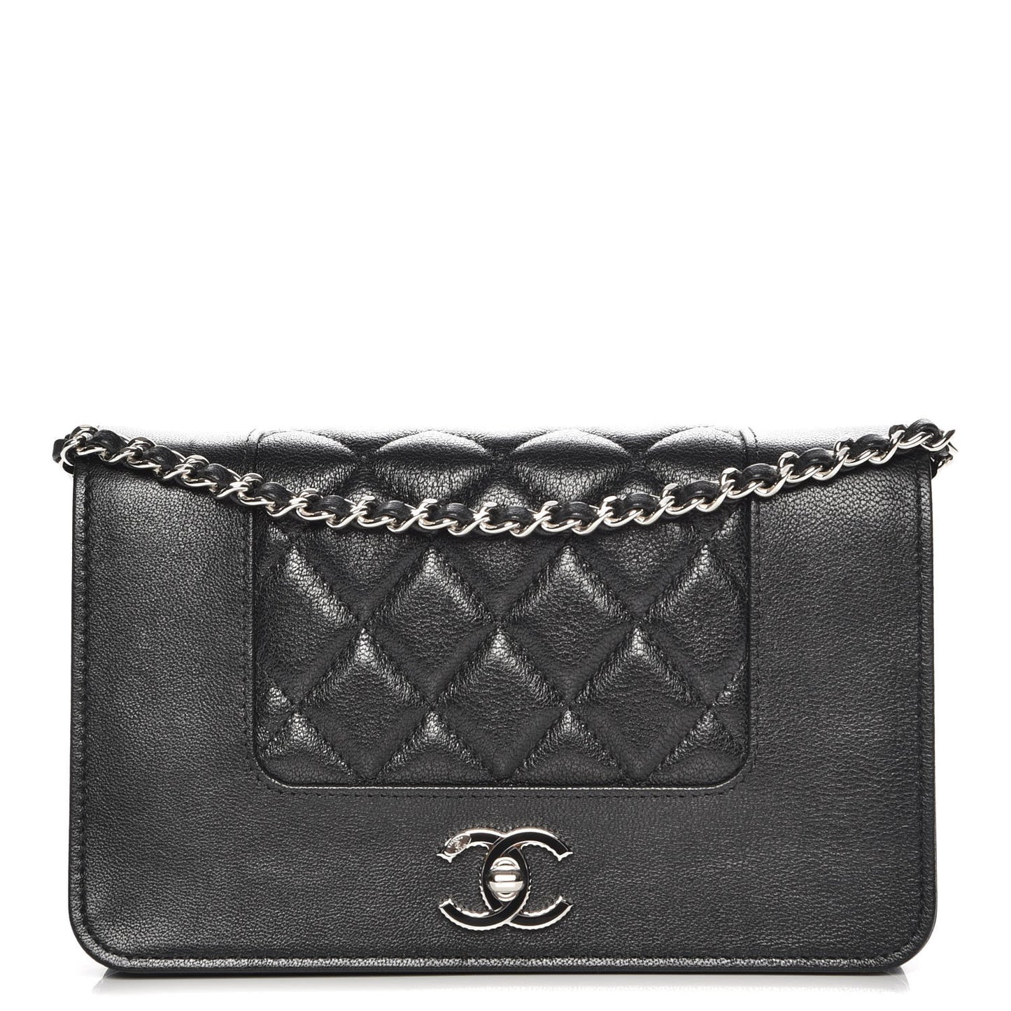 Sheepskin Quilted Mademoiselle Vintage Wallet On Chain WOC Black