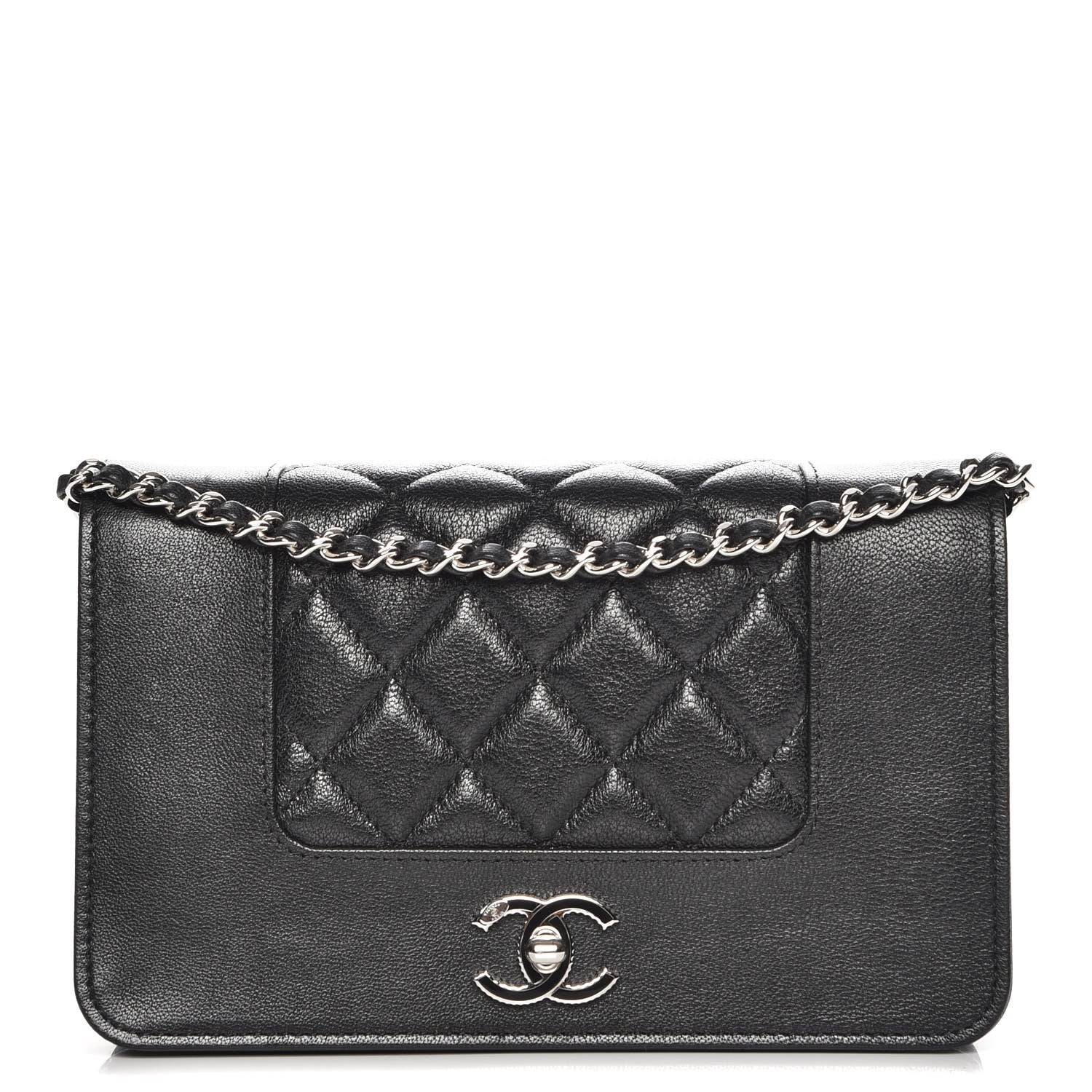 Chanel Sheepskin Quilted Mademoiselle Vintage Wallet On Chain WOC Black 1 of 9