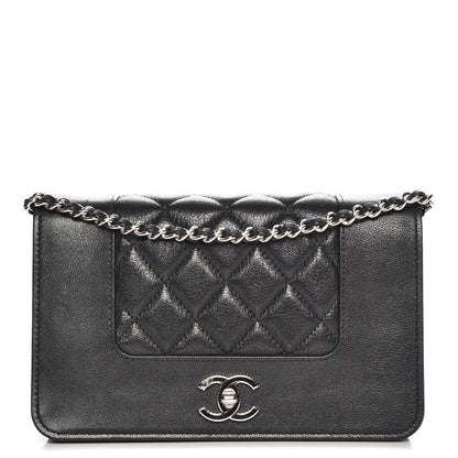 Chanel Sheepskin Quilted Mademoiselle Vintage Wallet On Chain WOC Black 1 of 9