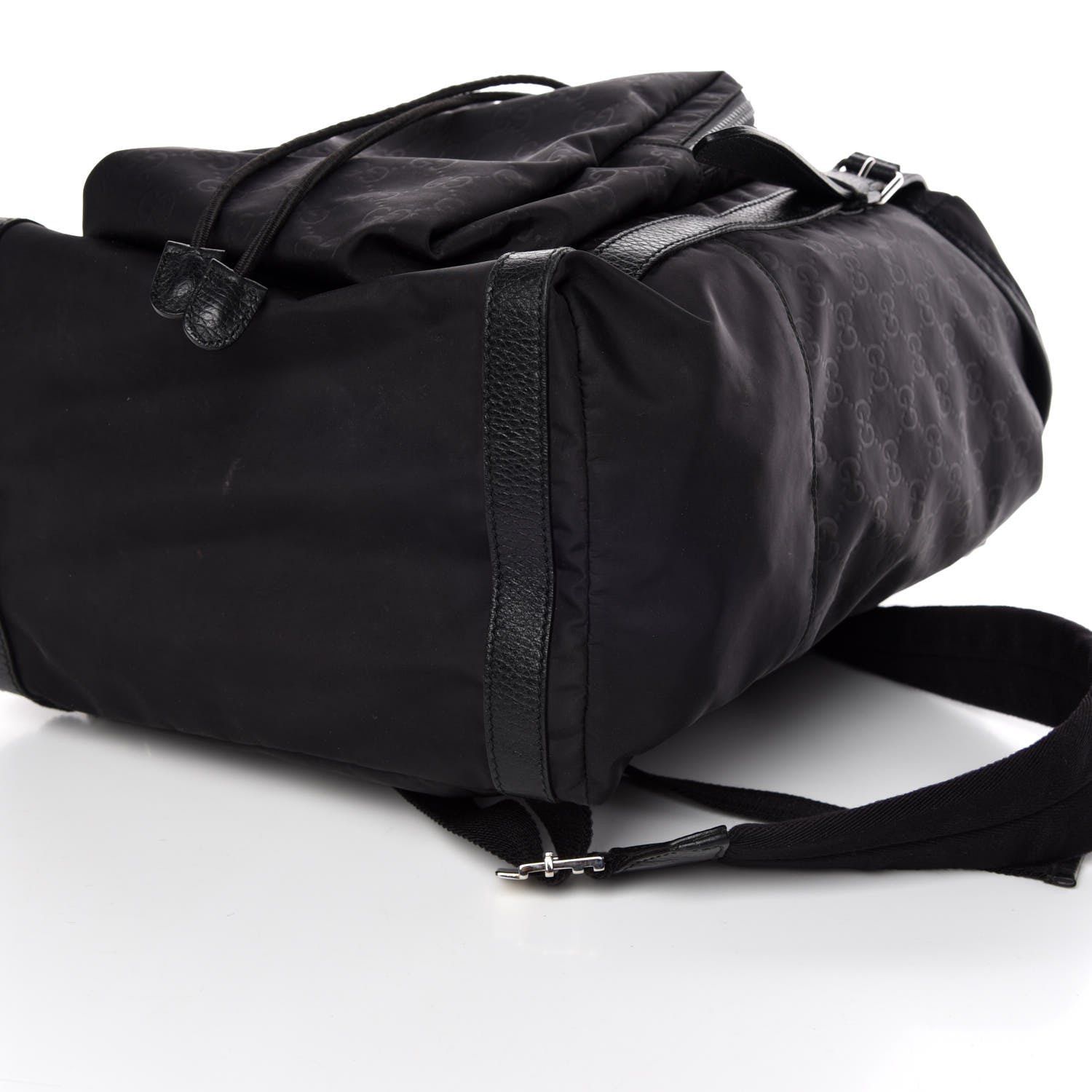 Gucci Nylon Monogram Medium Light Double Buckle Backpack Black 5 of 10