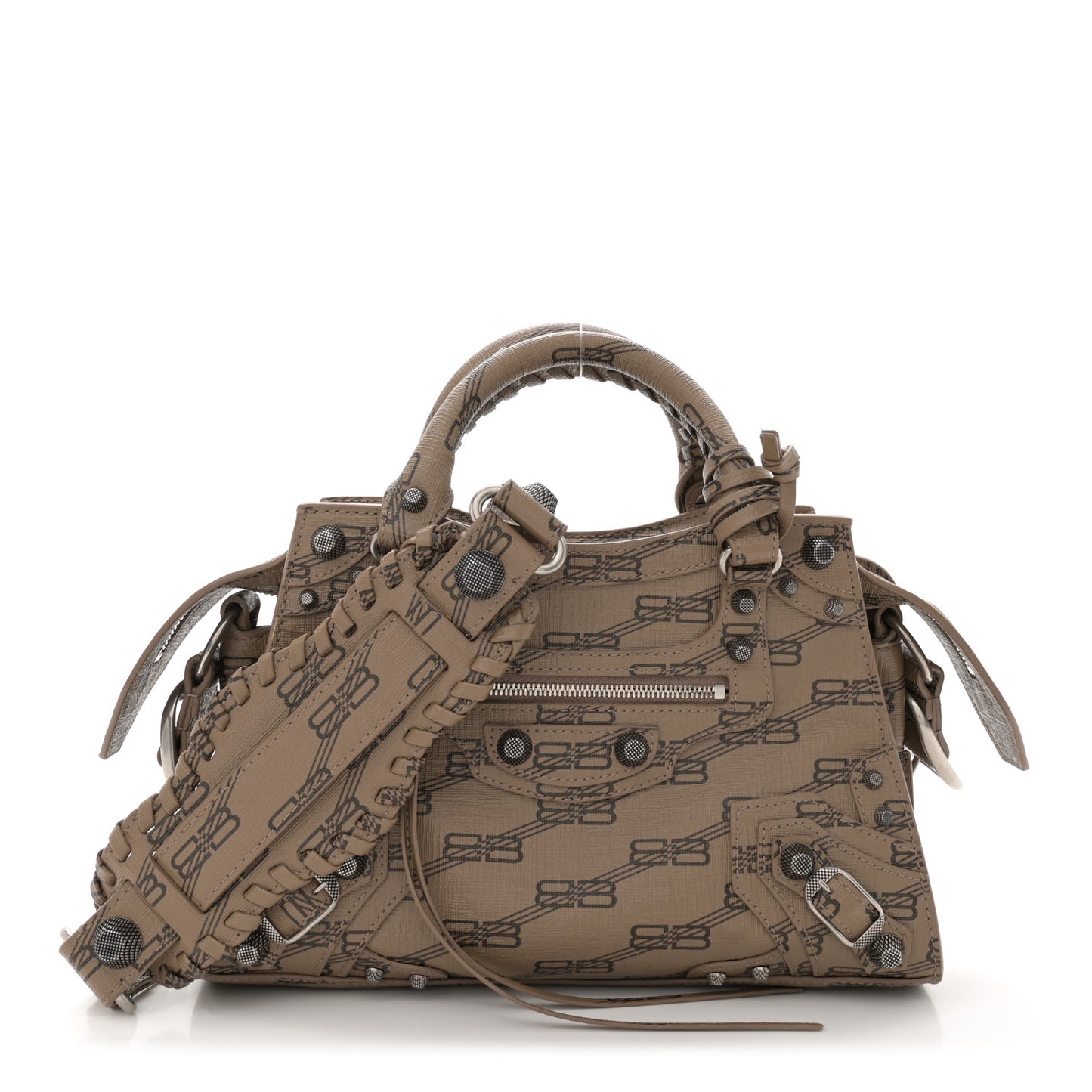 Coated Canvas BB Monogram Neo Cagole Handbag XS Beige Brown