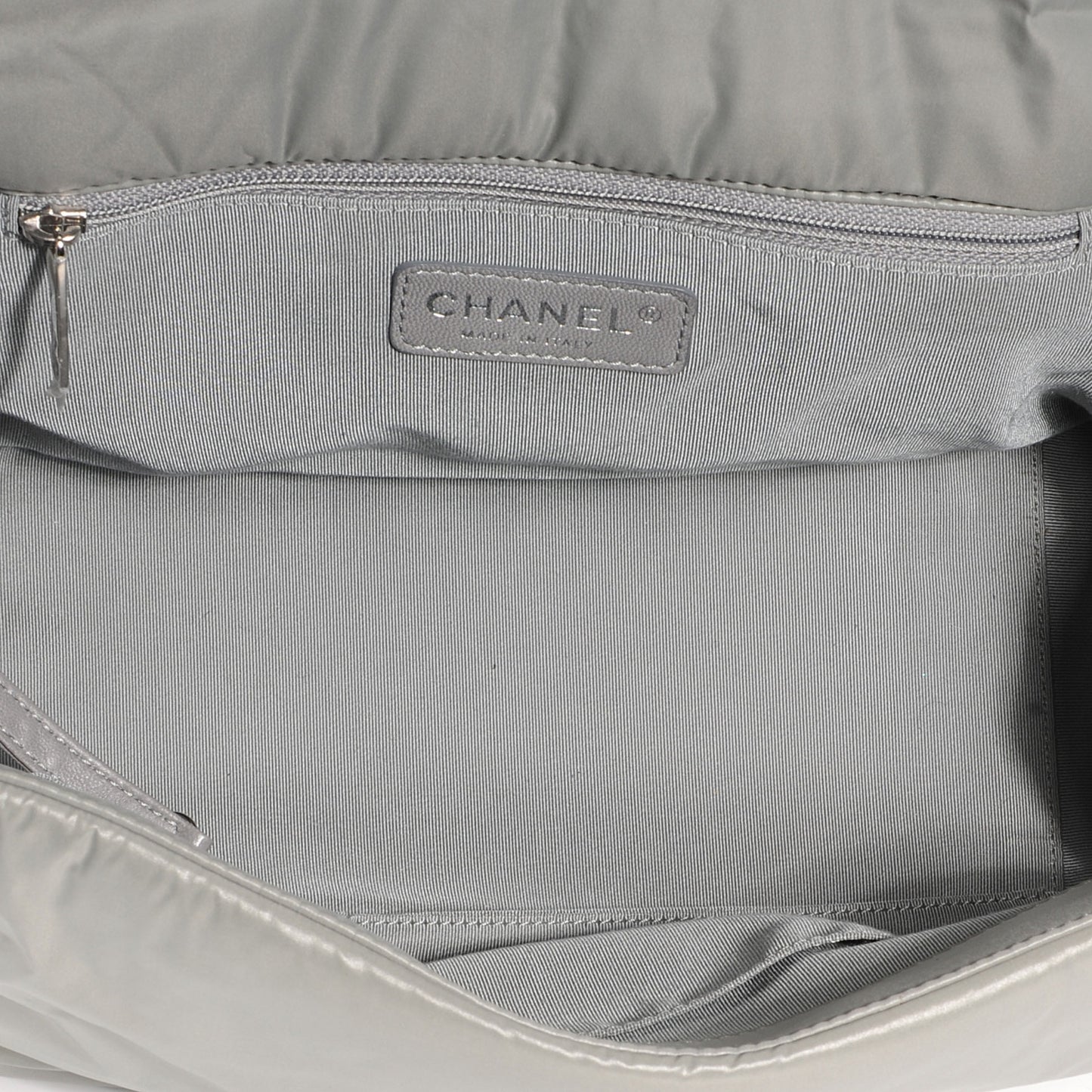 Nylon Quilted Tweed Stitch Bubble Flap Grey