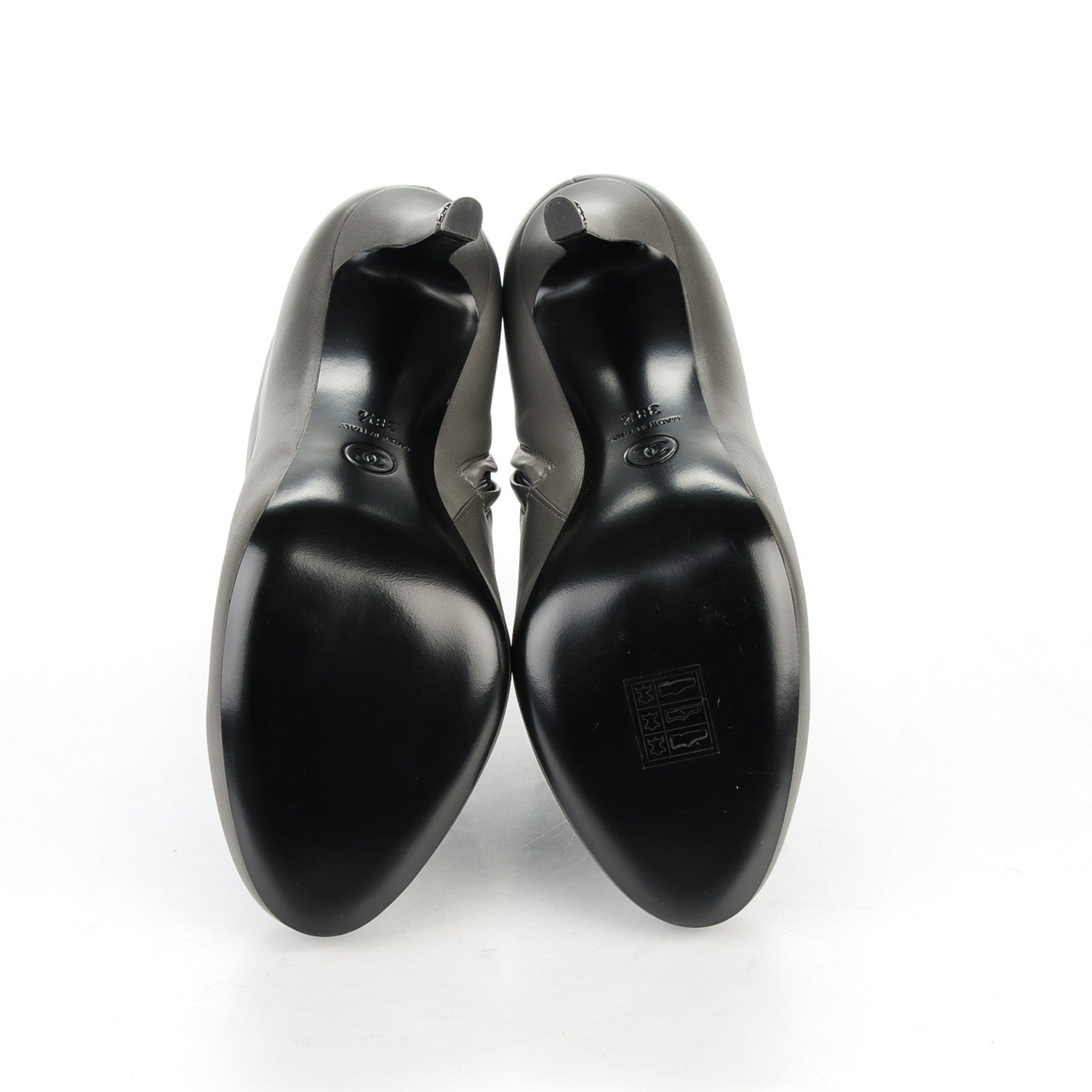Chanel Lambskin Short Boots 38.5 Dark Grey 5 of 10