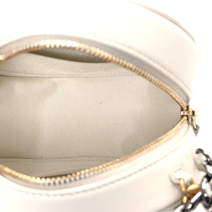 Chanel Shiny Goatskin Quilted Chanel 19 Round Clutch With Chain White 5 of 10