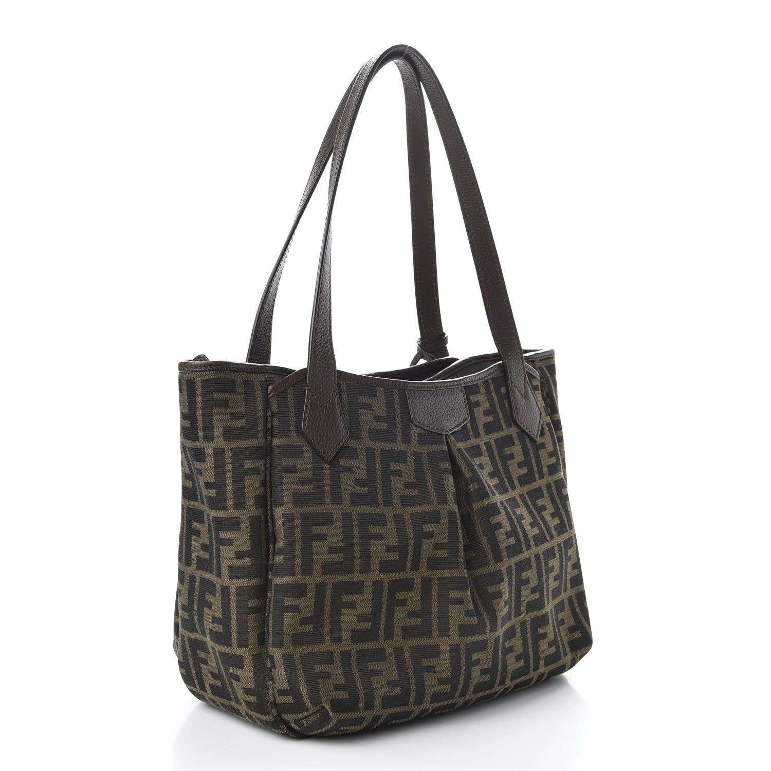 Fendi Zucca Vitello Artic Medium Shopping Tote Tobacco Castagna 3 of 10