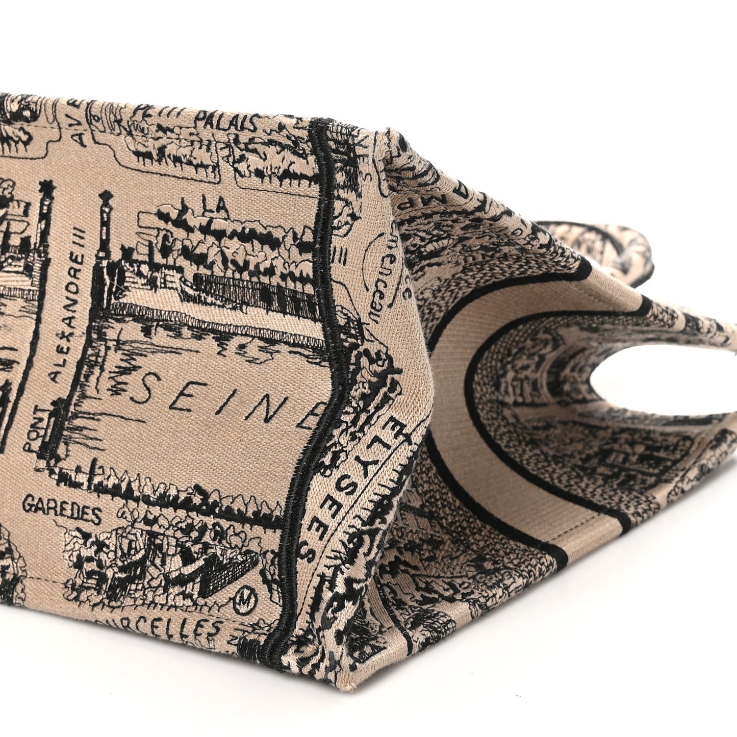 Canvas Embroidered Medium Plan De Paris Book Tote Beige Multi