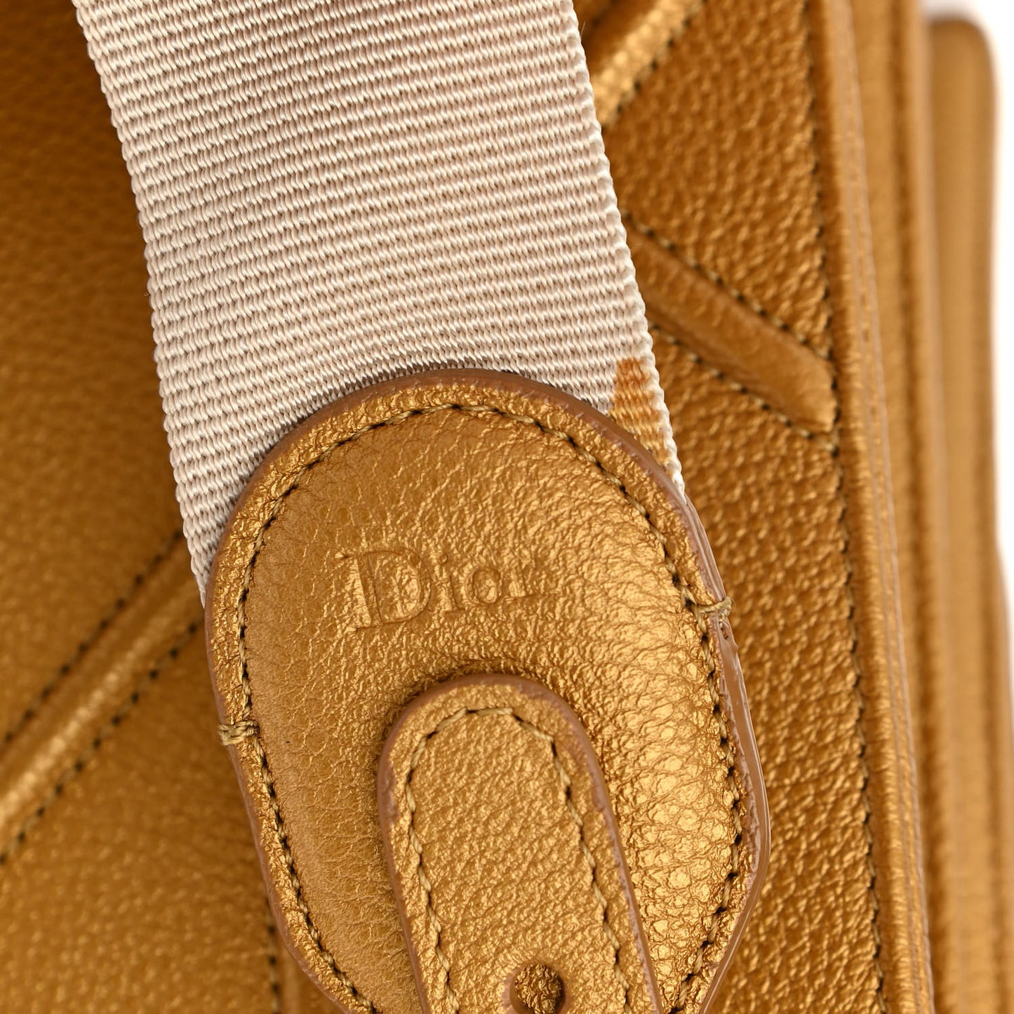 Metallic Grained Calfskin Diorama Satchel Gold