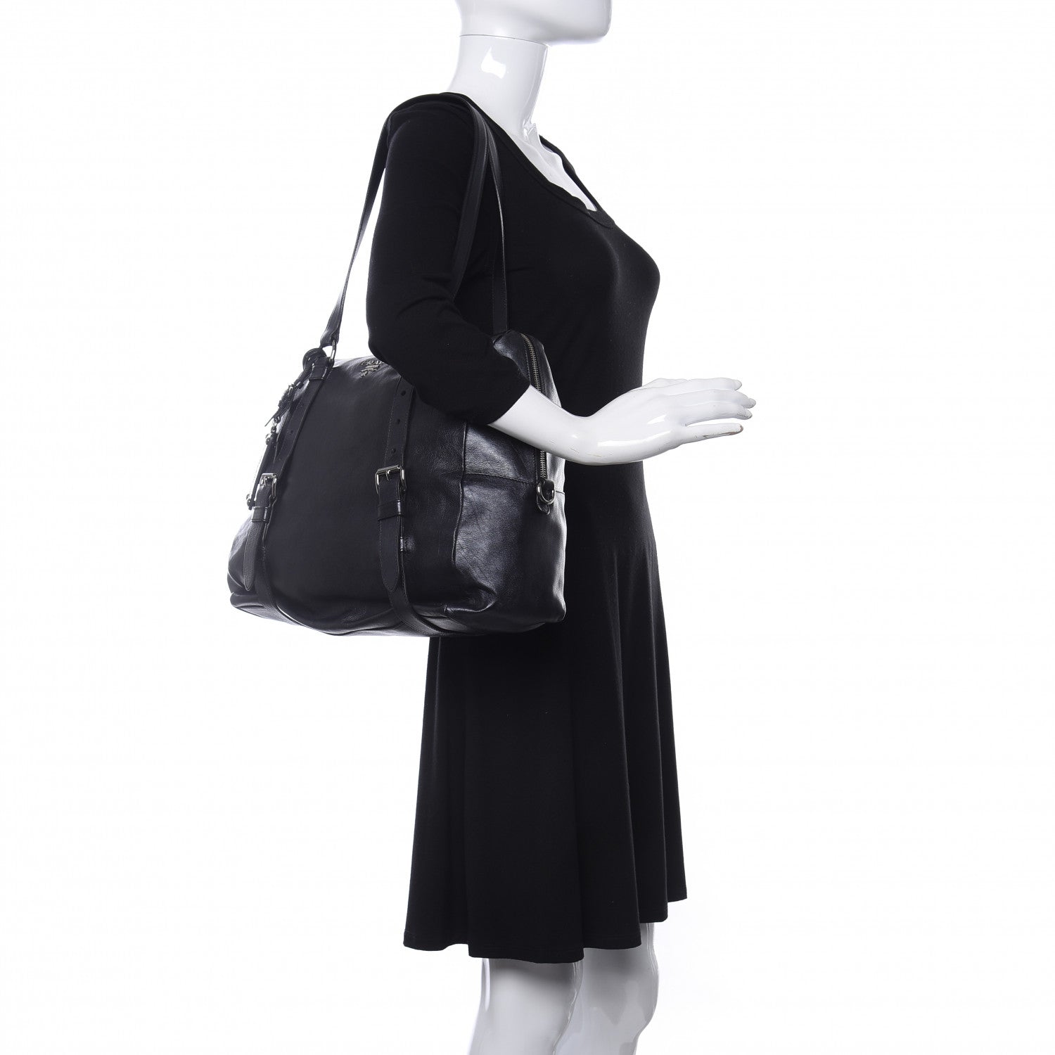 Prada Vitellino Mordo Shoulder Bag Anthracite 2 of 11