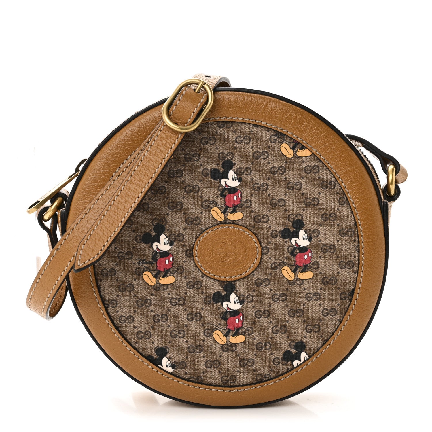Gucci X DISNEY Mini Vintage GG Supreme Monogram Mickey Mouse Round Shoulder Bag Beige Vintage Sun Oil 1 of 10