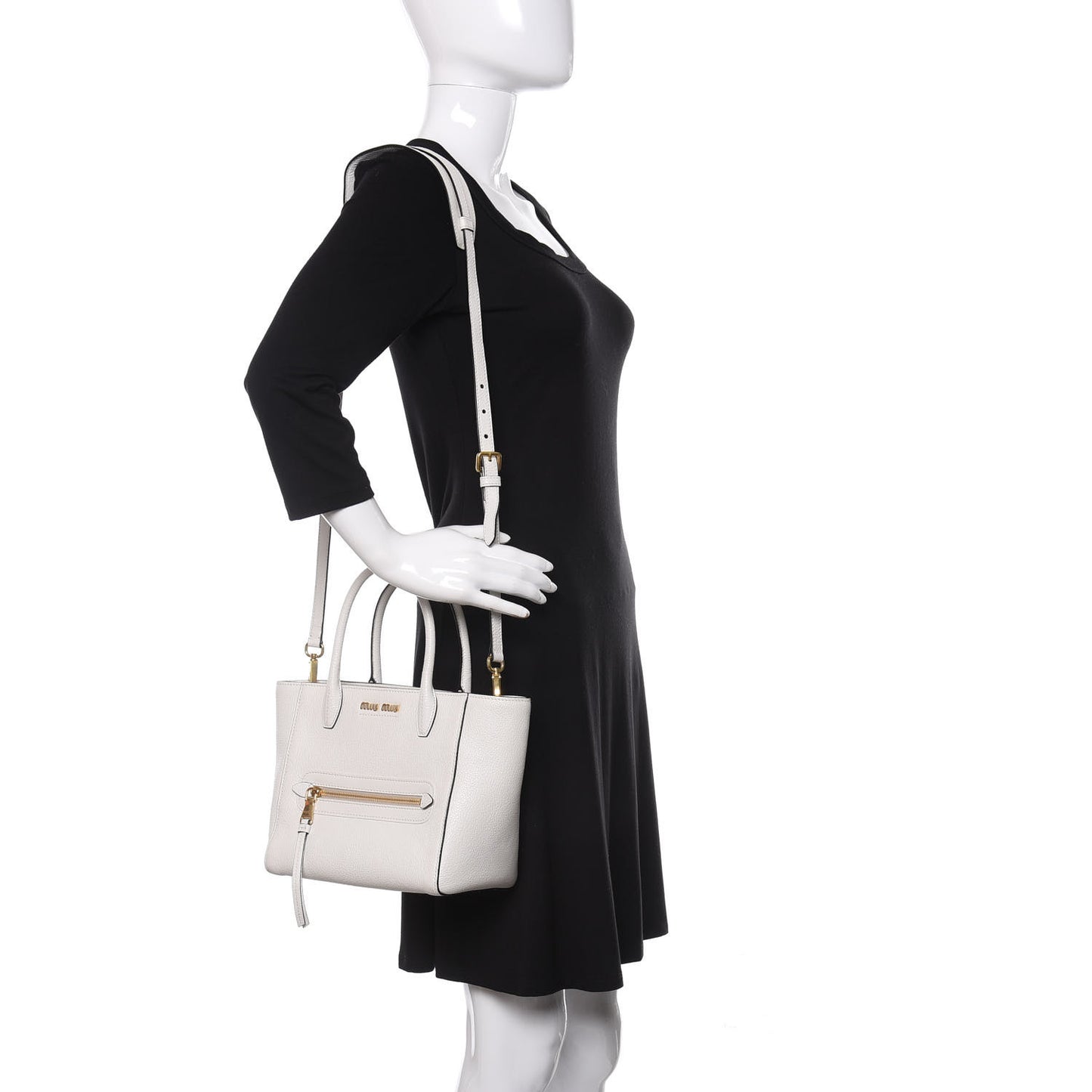 Goatskin Madras Zip Tote White