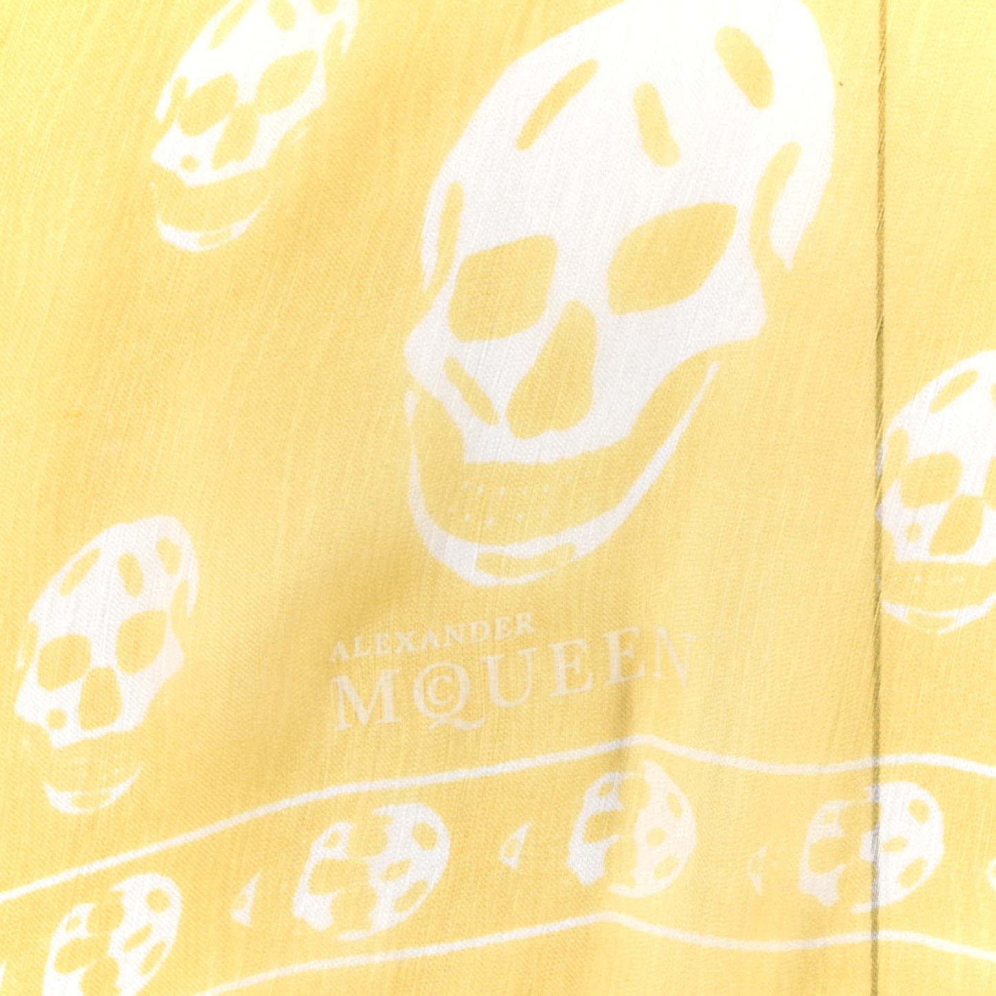 Silk Chiffon Skull Scarf Yellow Ivory