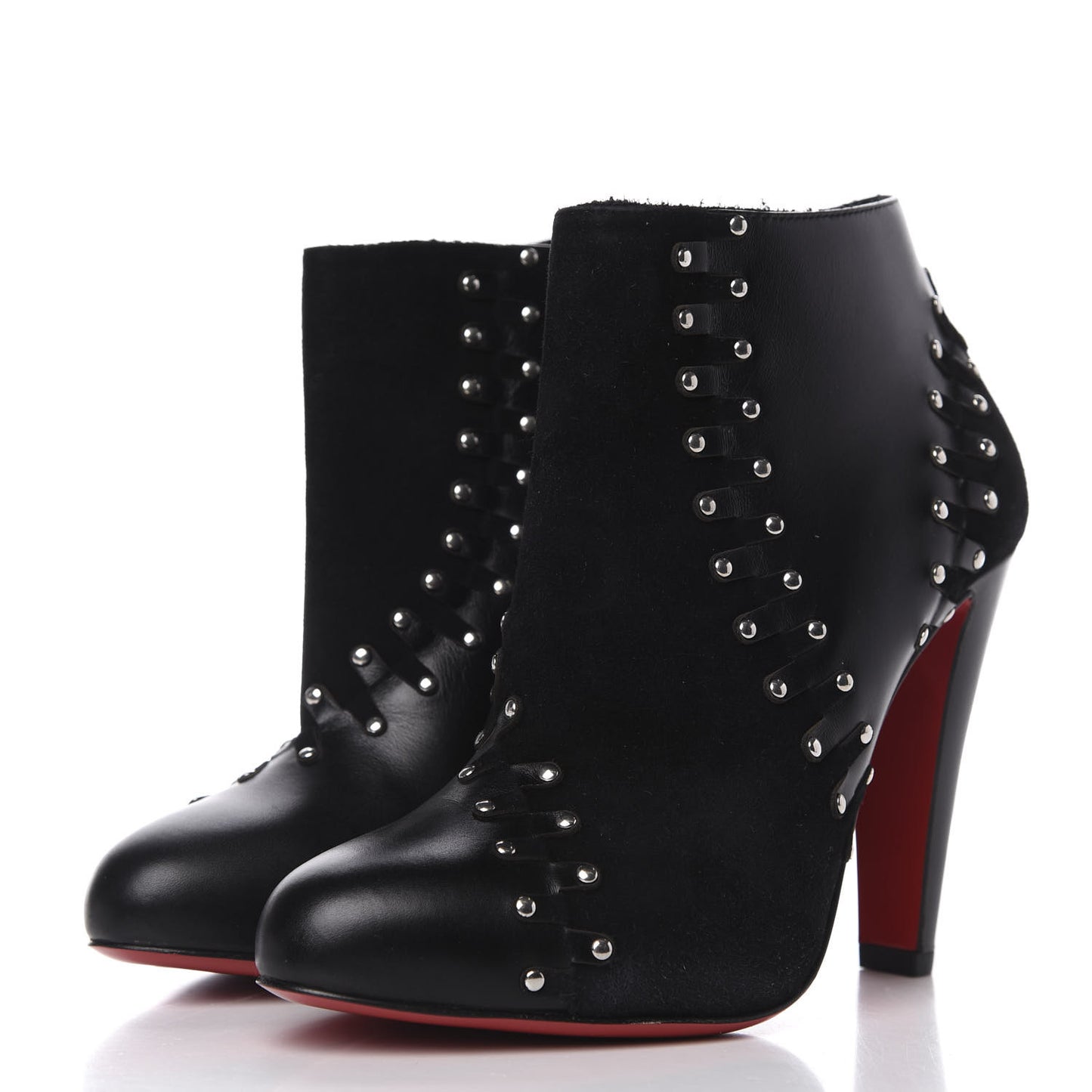 Calfskin Suede Studded 100 Ankle Boots 37 Black