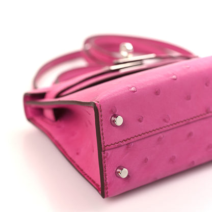 Hermes Ostrich Kelly Sellier Mini 20 Rose Pourpre 8 of 10