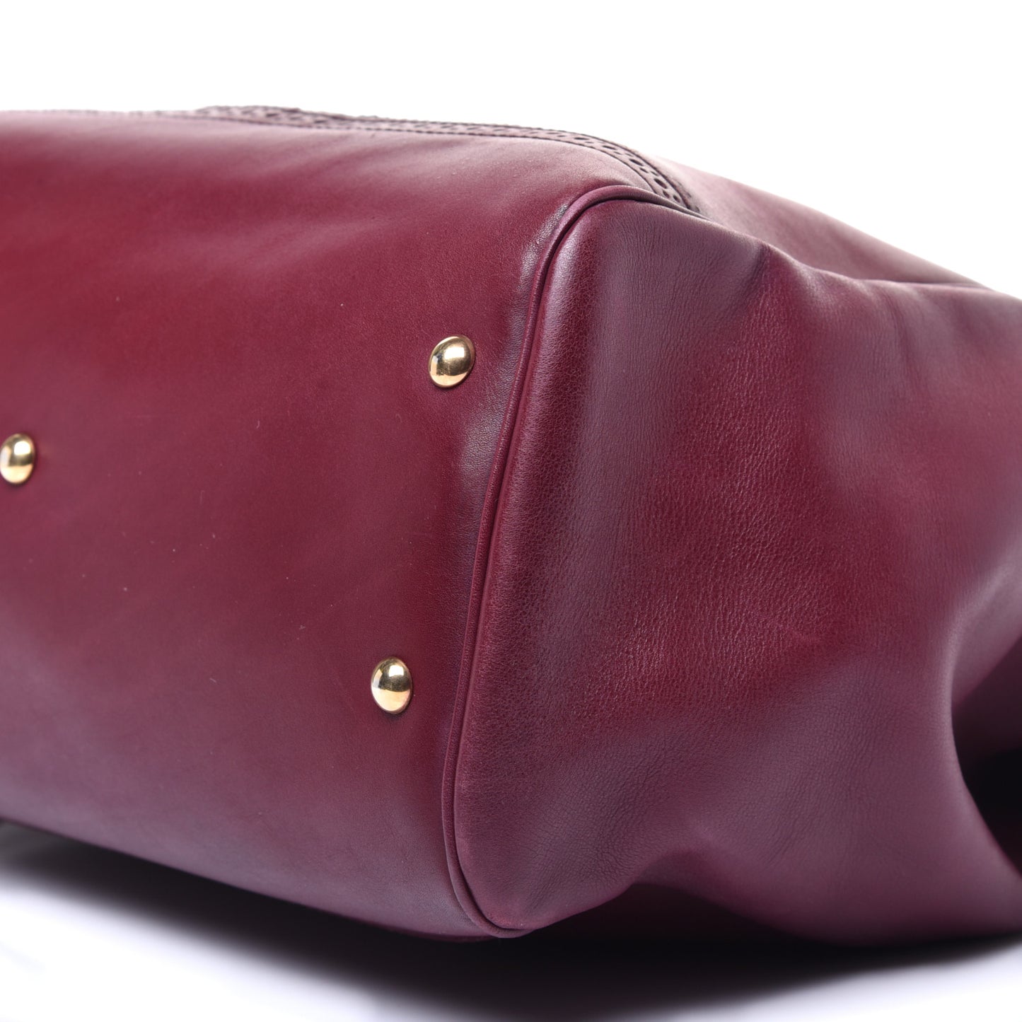 Calfskin Duilio Brogue Top Handle Bag Burgundy