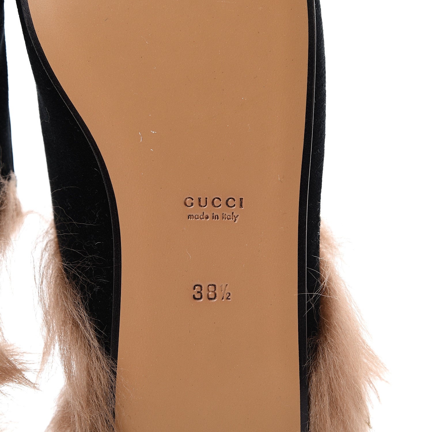 Gucci Velvet Fur Womens Princetown Slippers 38.5 Black 6 of 9