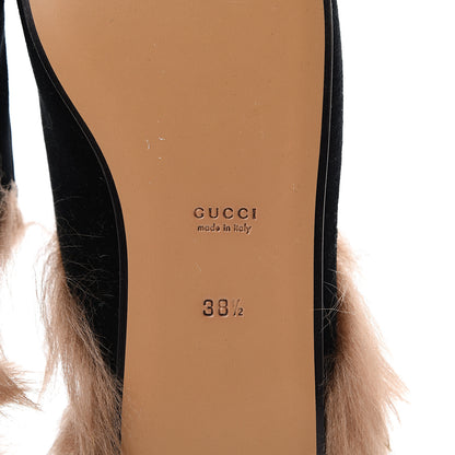 Gucci Velvet Fur Womens Princetown Slippers 38.5 Black 6 of 9