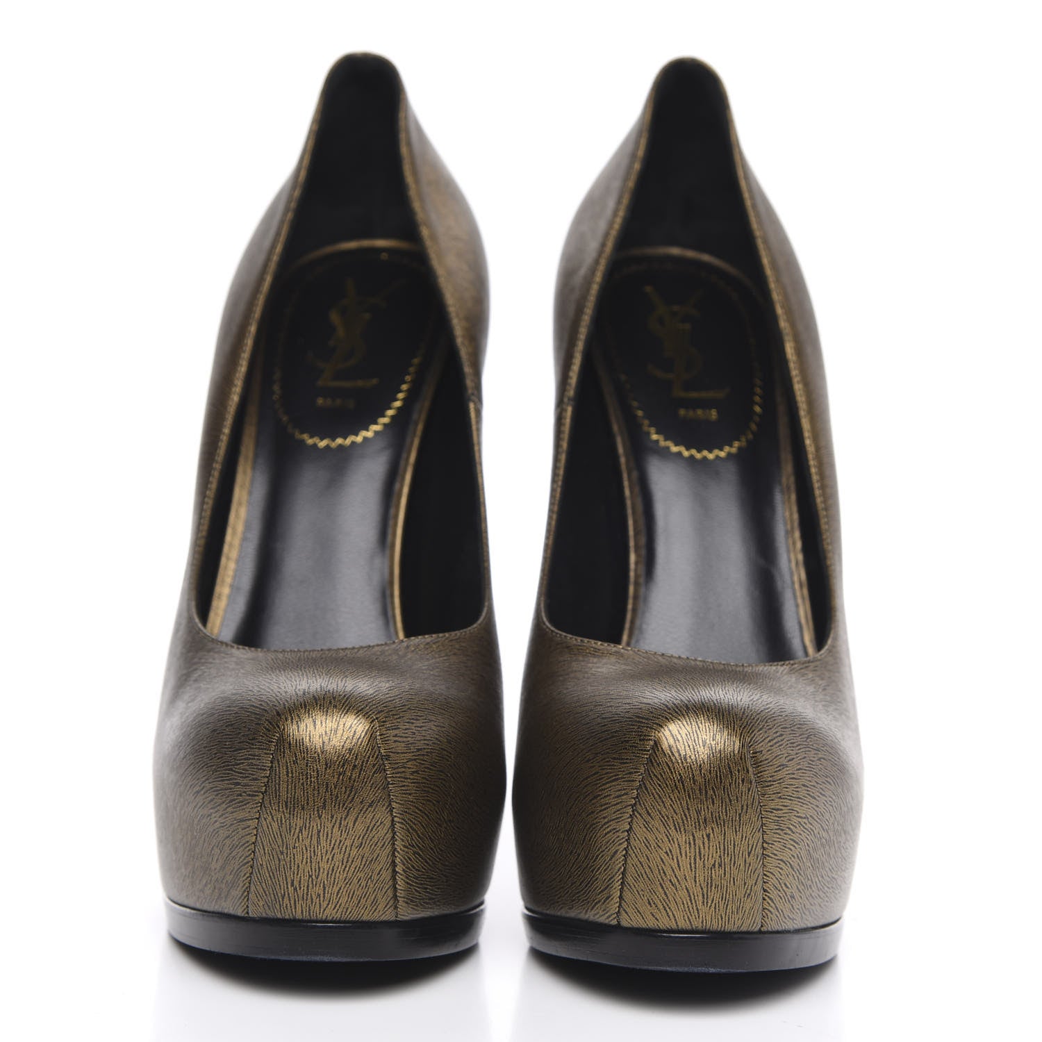 Saint Laurent Metallic Calfskin Tribtoo 105 Platform Pumps 40.5 Black 2 of 9