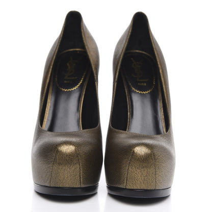 Saint Laurent Metallic Calfskin Tribtoo 105 Platform Pumps 40.5 Black 2 of 9