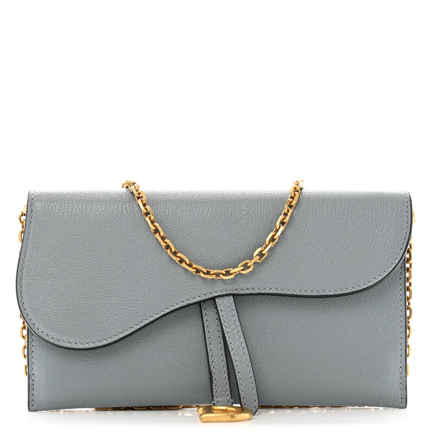 Goatskin Saddle Chain Wallet Pouch Cloud Blue