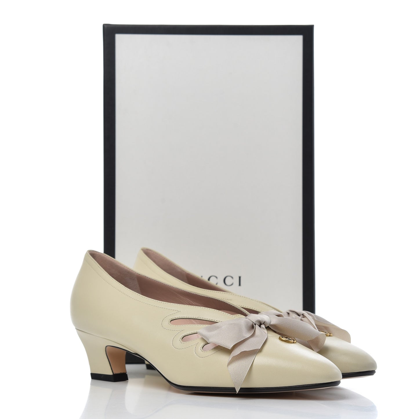 Malaga Kid Bow Berith Low Heel Pumps 38.5 Vintage White