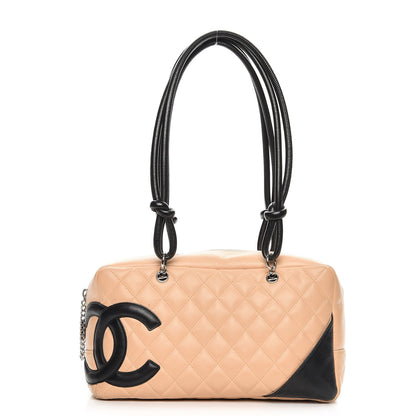 Chanel Calfskin Quilted Large Cambon Bowler Beige Black 1 of 17