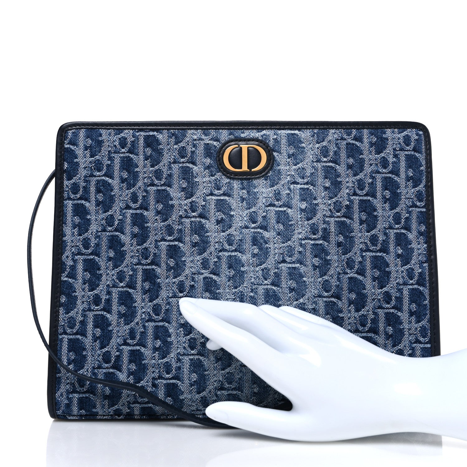 Christian Dior クリスチャンディオール MA-1011 デニム Christian Dior Denim Jacquard Oblique 30 Montaigne Dea Pouch Blue