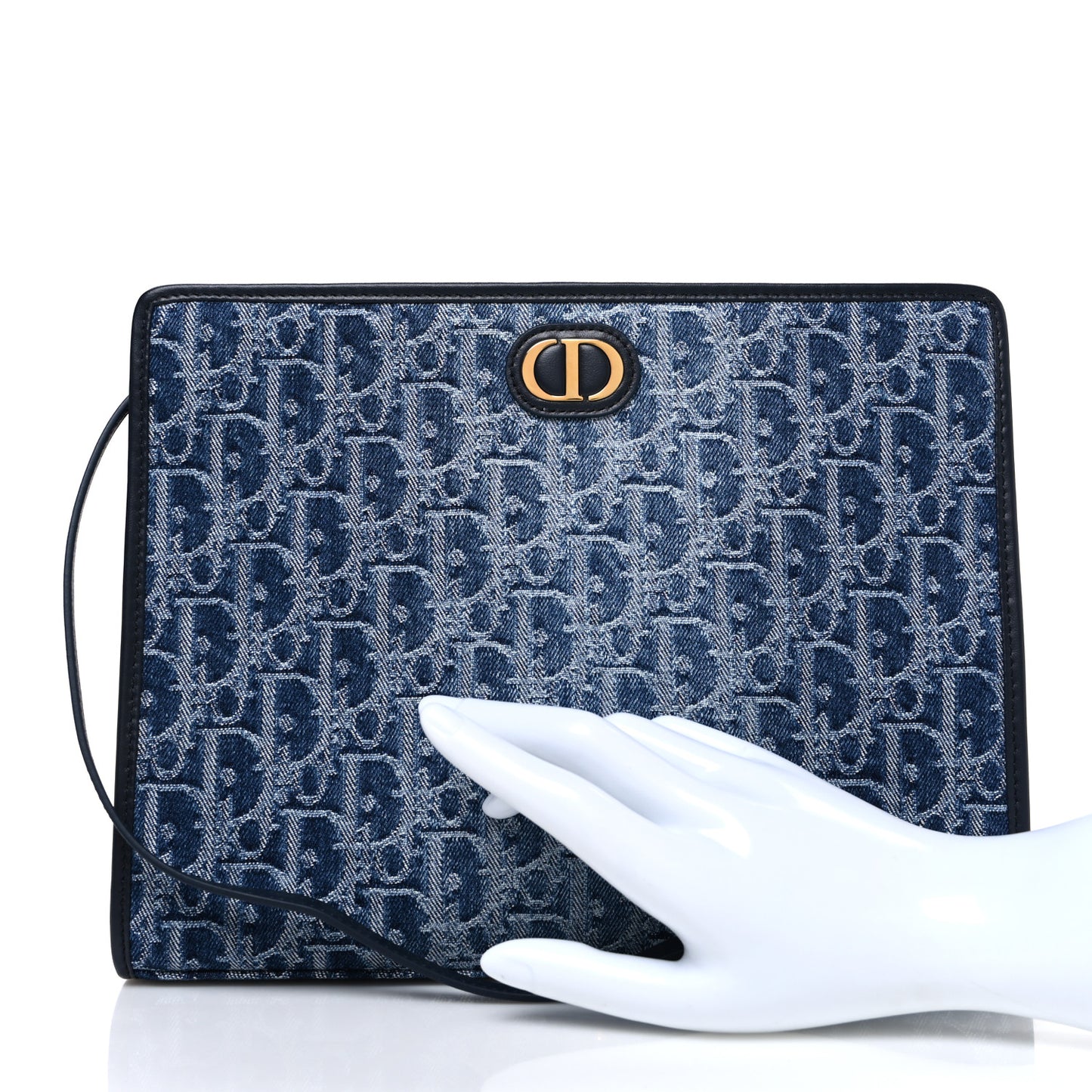 Denim Jacquard Oblique 30 Montaigne Dea Pouch  Blue