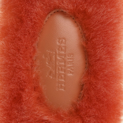 Hermes Woolskin Oran Sandals 37 Orange 7 of 9
