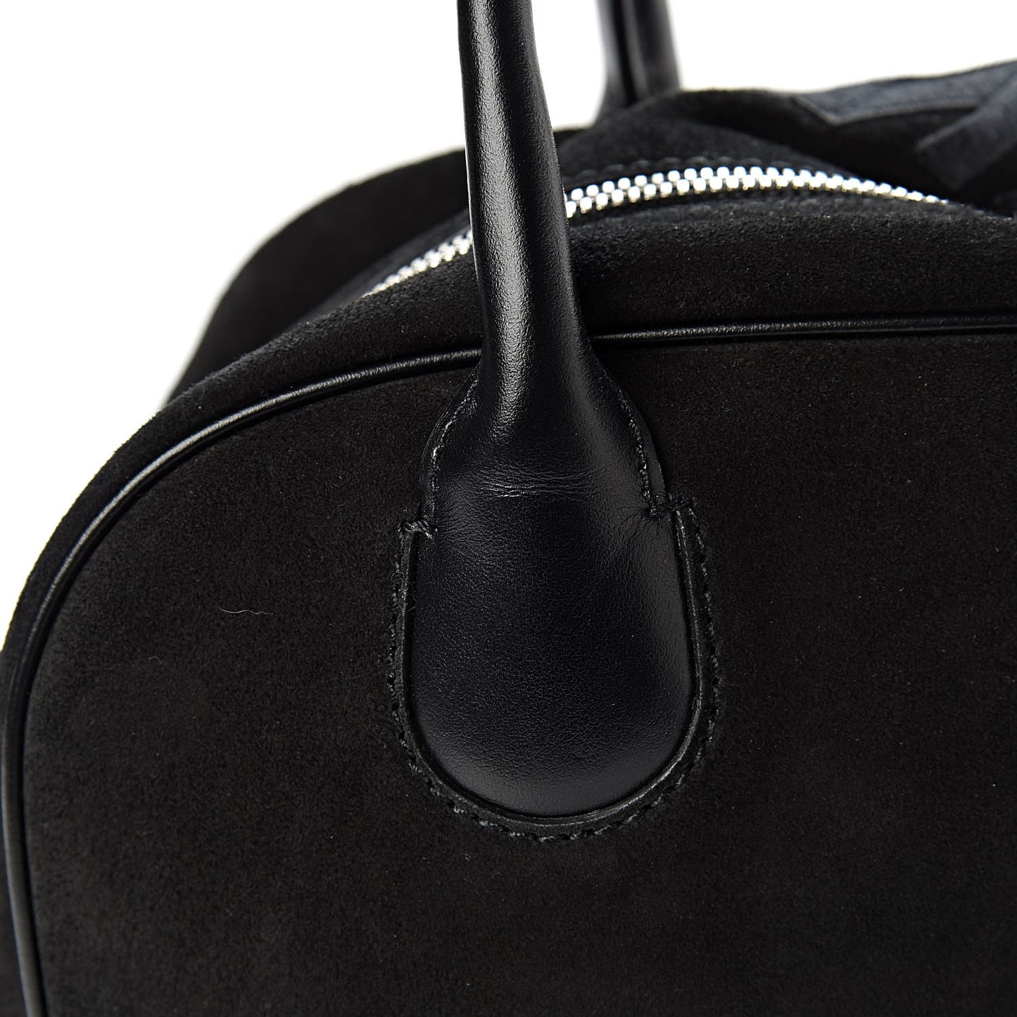 Suede Calfskin Small Marie Jane Top Handle Black