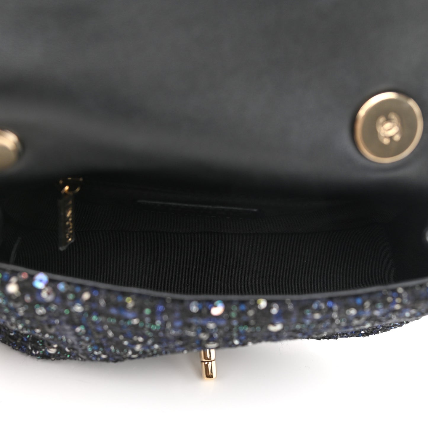 Tweed Mini Pearl Handle Flap Black Ecru