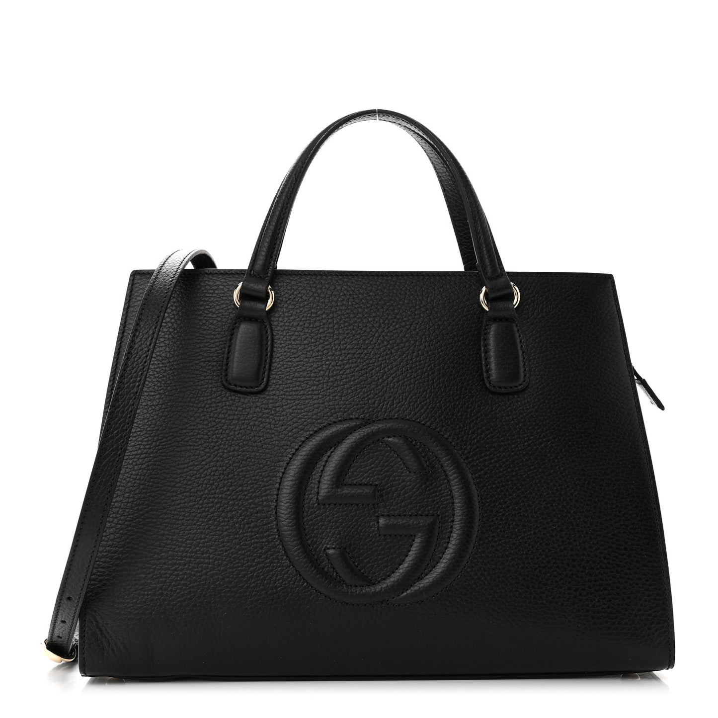 Dollar Calfskin Large Soho Top Handle Satchel Black