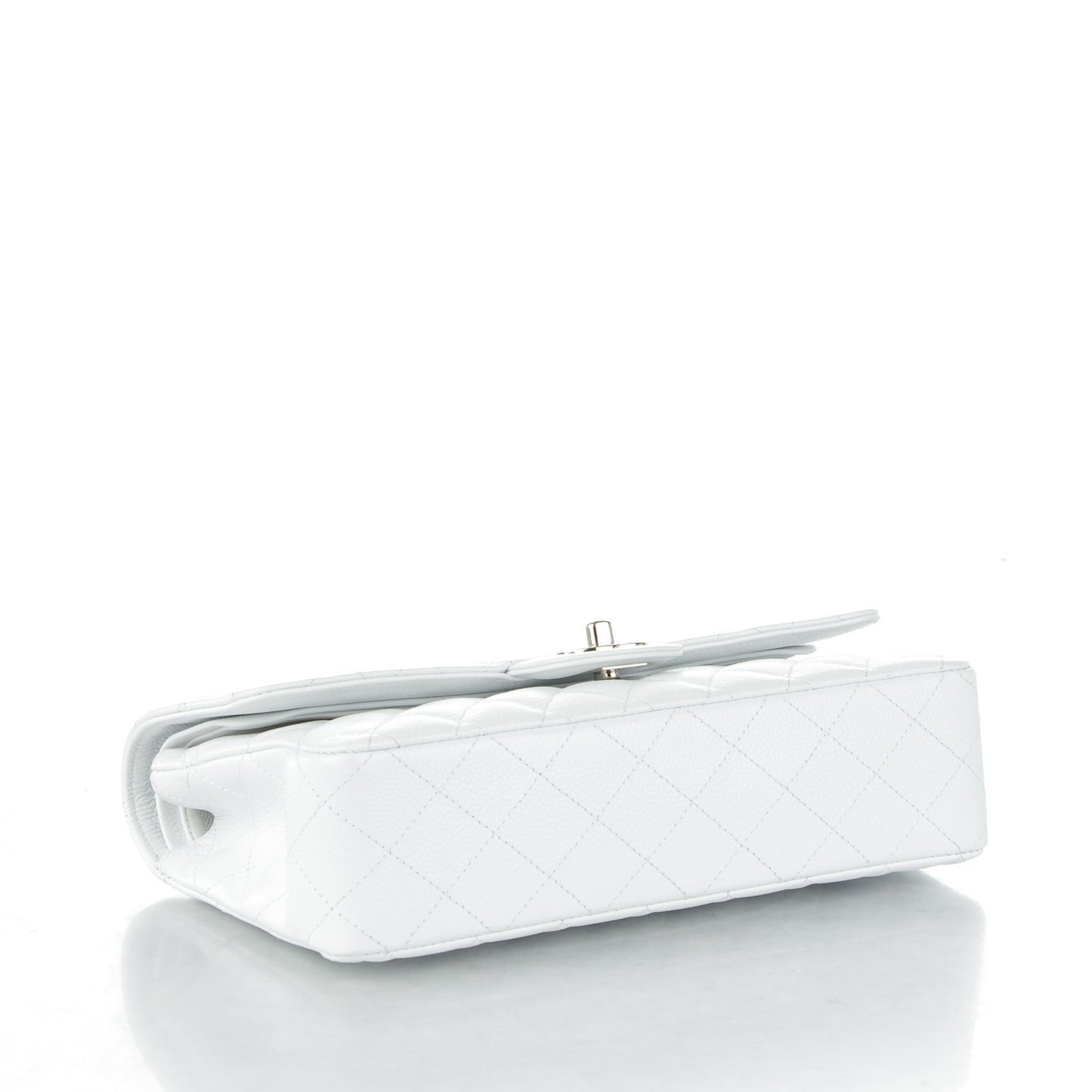 Caviar Quilted Medium Double Flap White