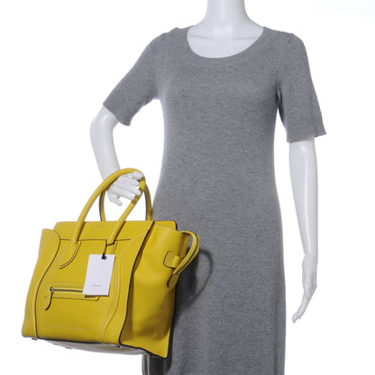 Celine Drummed Calfskin Mini Luggage Citron 2 of 10