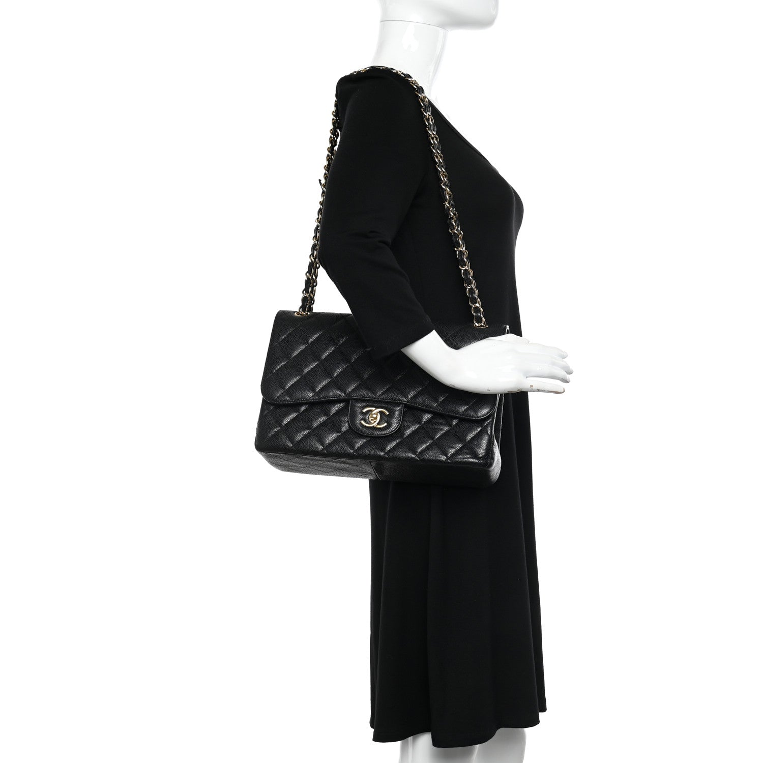 Chanel Caviar Quilted Jumbo Double Flap Black 2 of 13