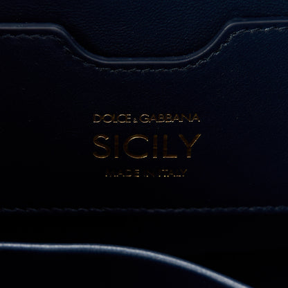 Dolce & Gabbana Calfskin Denim Patchwork Medium Miss Sicily Satchel Blue 6 of 9