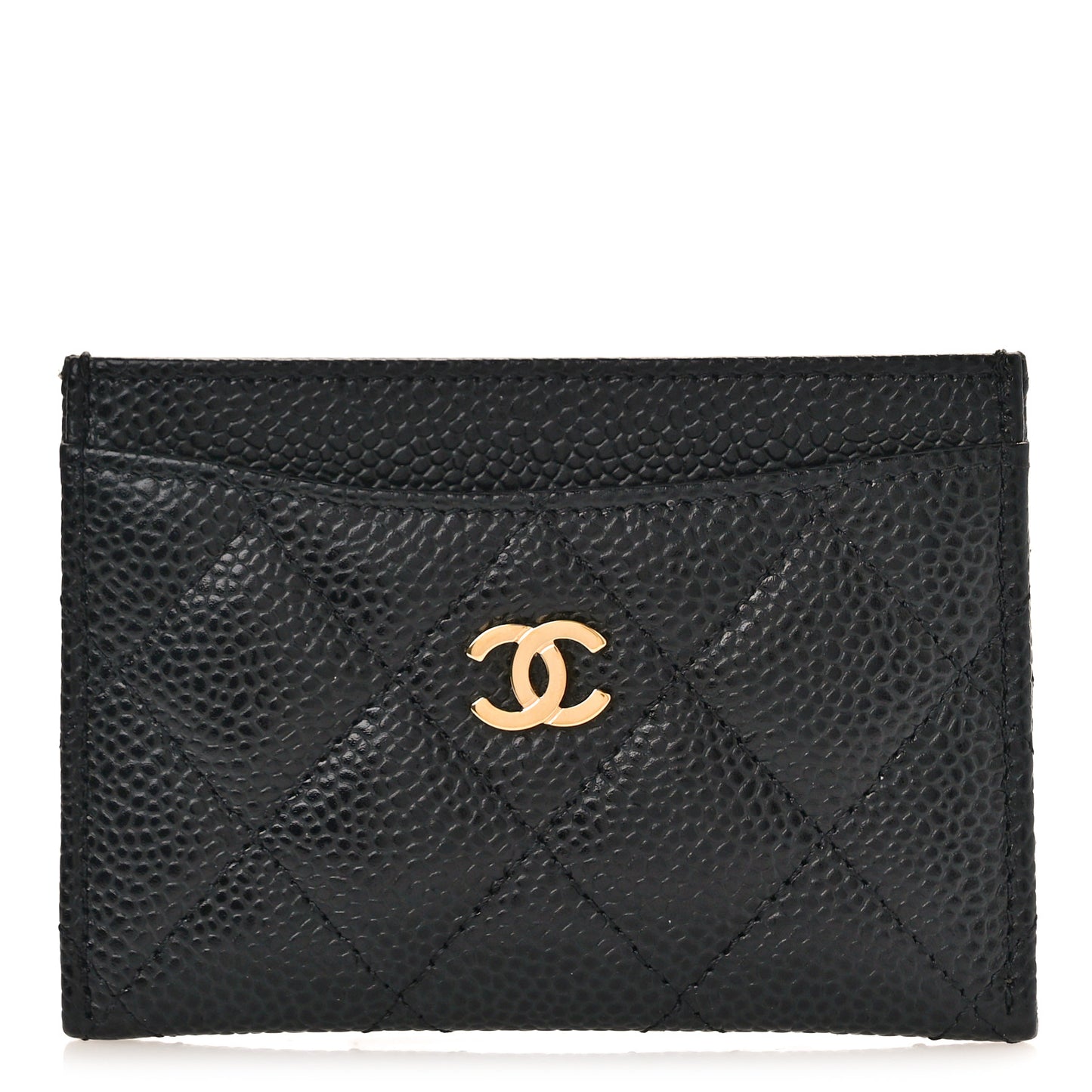 Caviar Quilted Card Holder Black