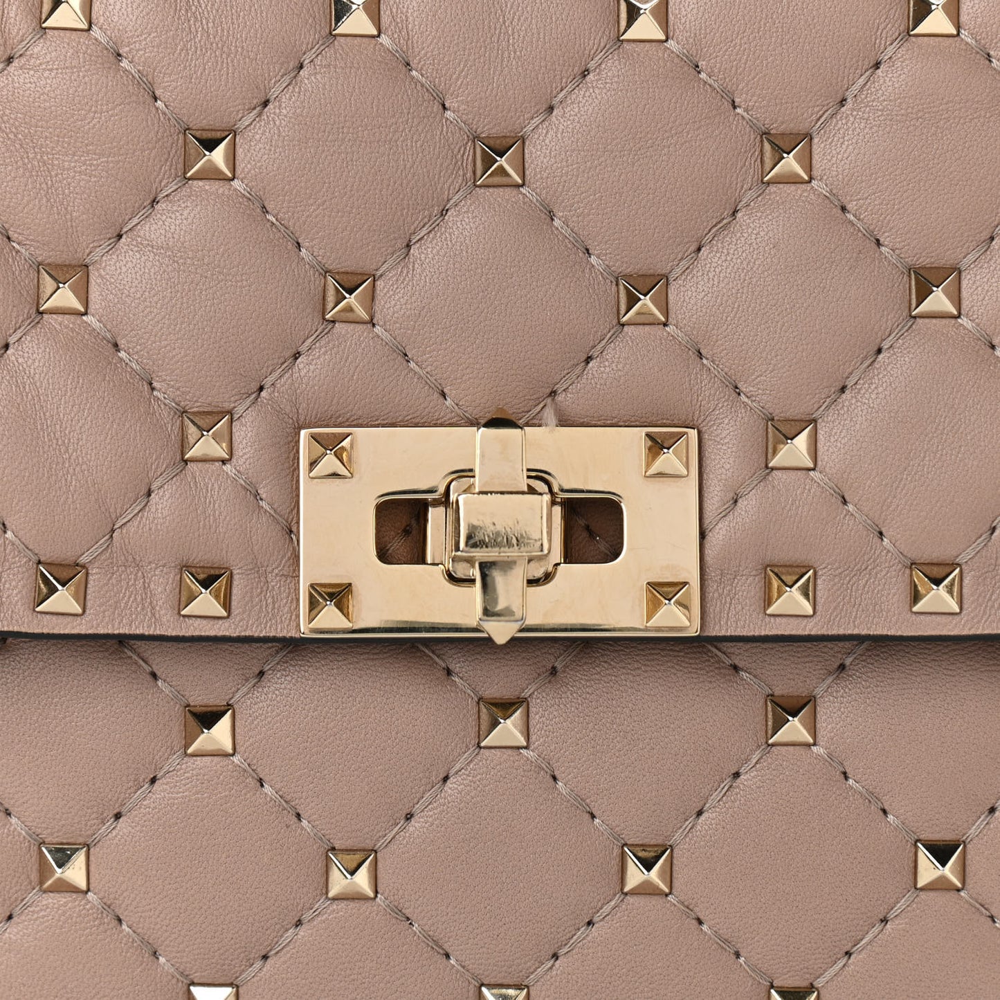 Lambskin Medium Rockstud Spike Shoulder Bag Poudre